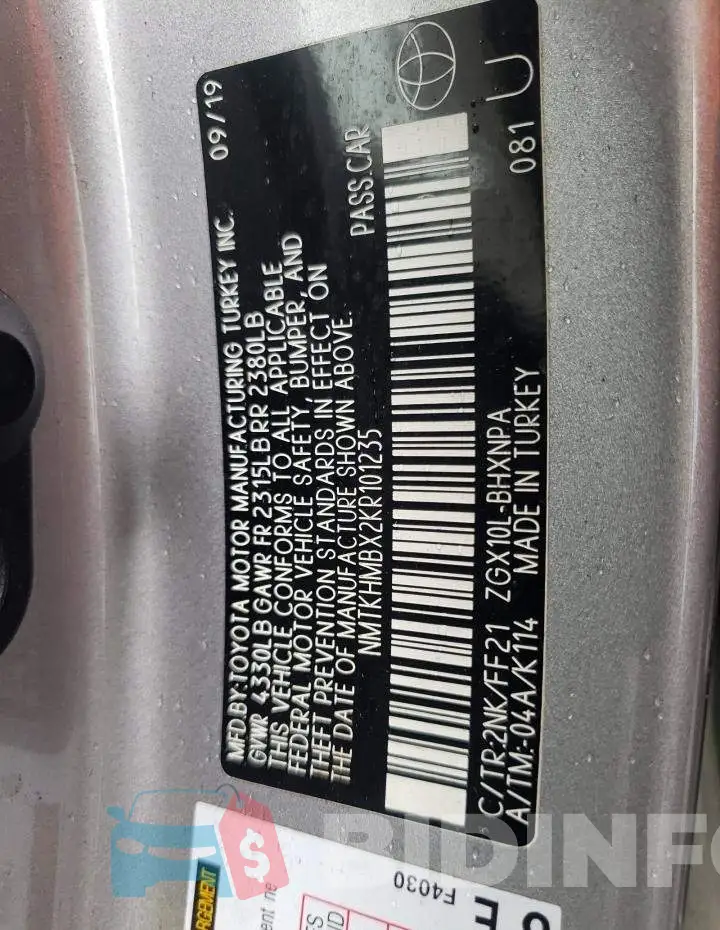 NMTKHMBX2KR101235 Photo# 12