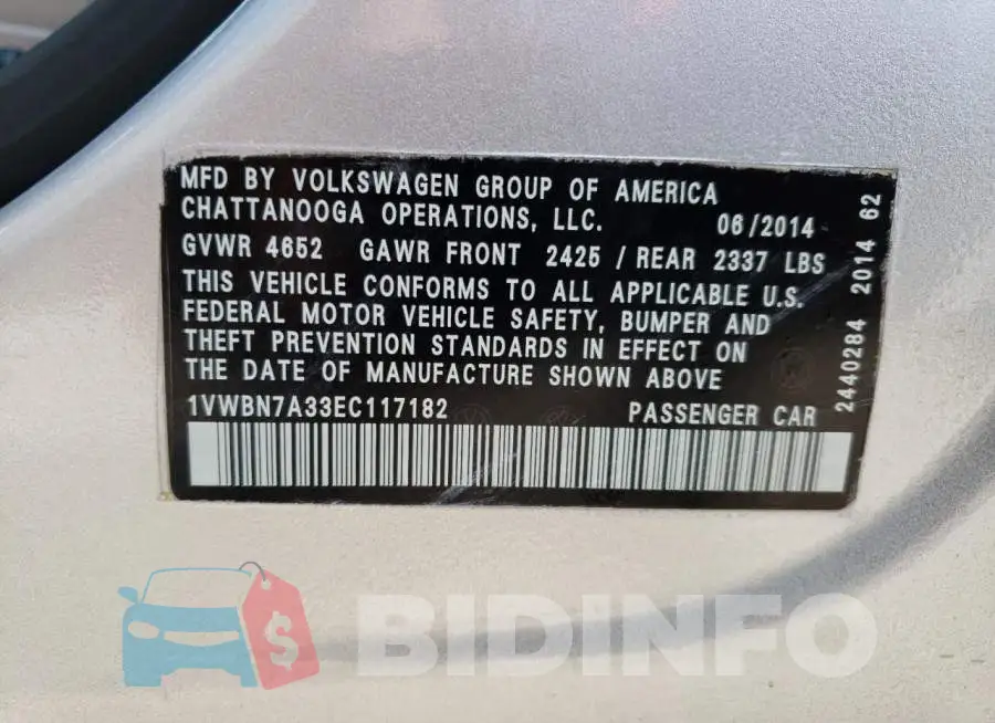 1VWBN7A33EC117182 Photo# 12