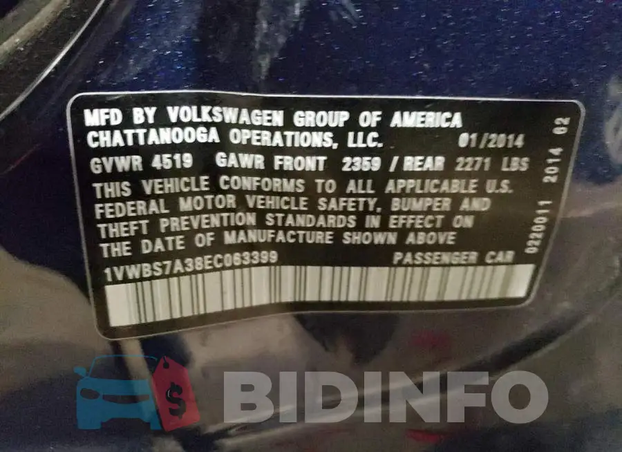 1VWBS7A38EC063399 Photo# 12