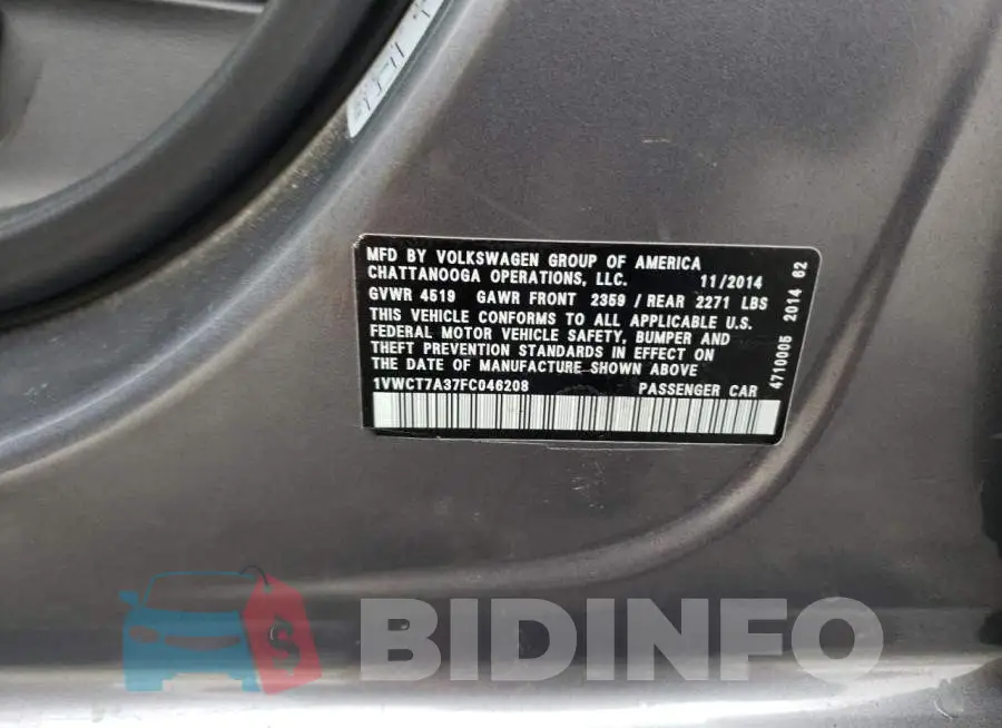 1VWCT7A37FC046208 Photo# 13