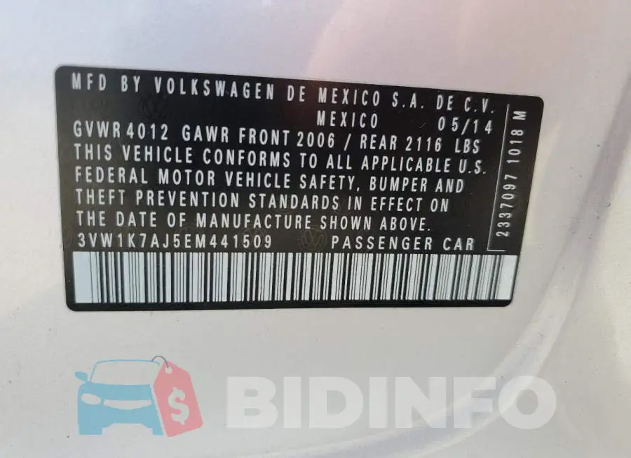 3VW1K7AJ5EM441509 Photo# 13