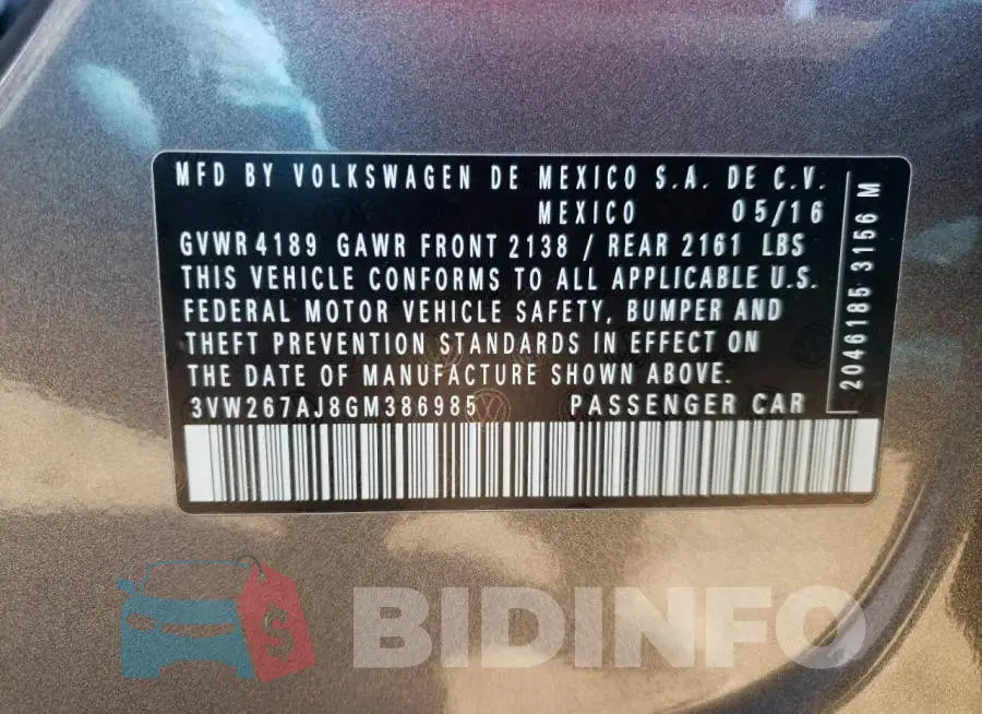 3VW267AJ8GM386985 Photo# 12