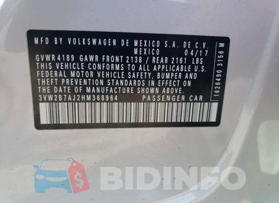 3VW2B7AJ2HM368964 Photo# 12