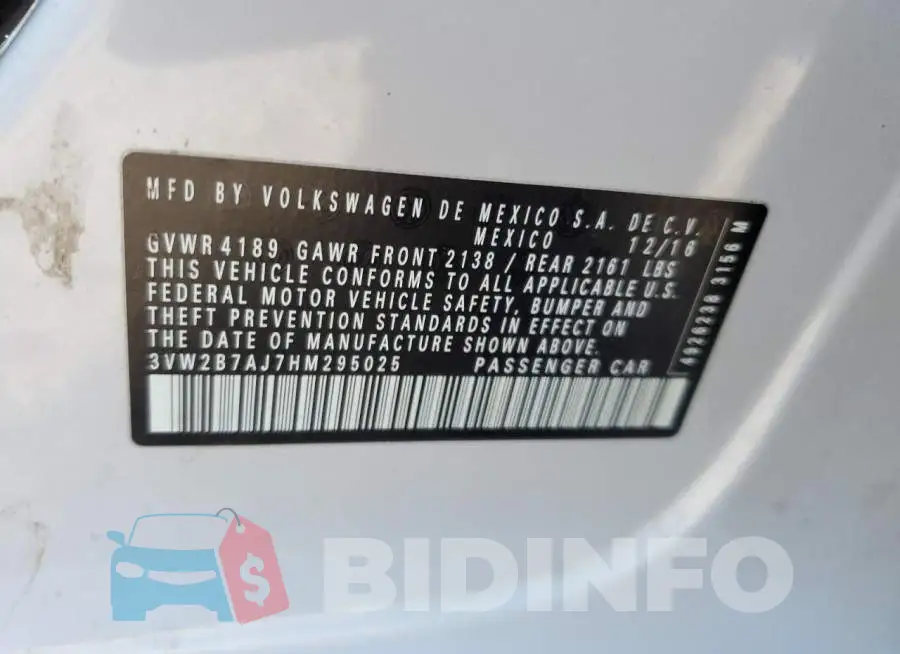 3VW2B7AJ7HM295025 Photo# 12