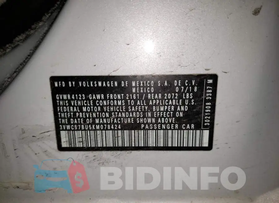3VWC57BU5KM078424 Photo# 12