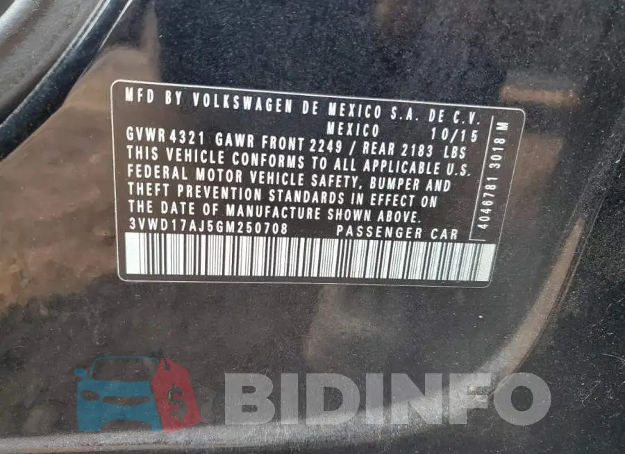 3VWD17AJ5GM250708 Photo# 12