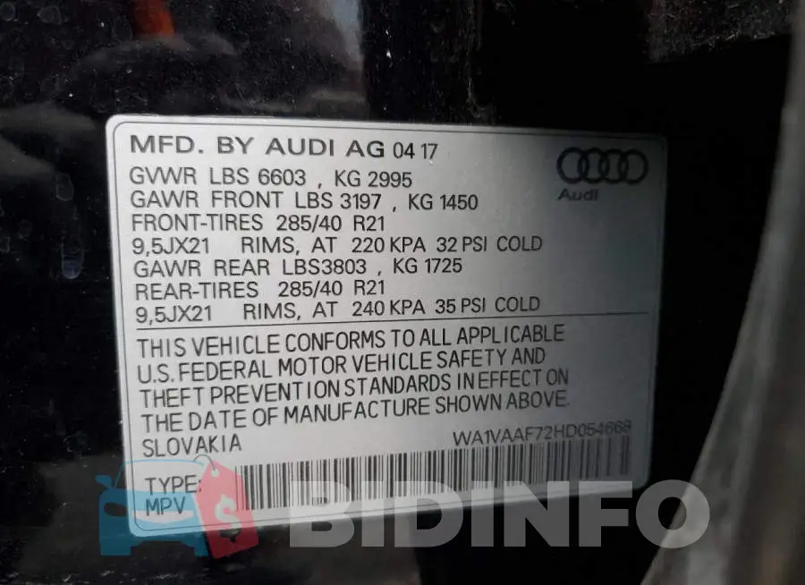 WA1VAAF72HD054668 Photo# 13