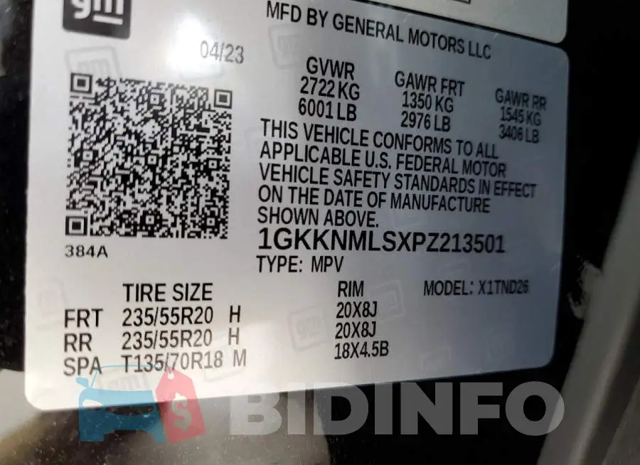 1GKKNMLSXPZ213501 Photo# 13