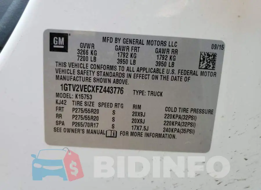 1GTV2VECXFZ443776 Photo# 12