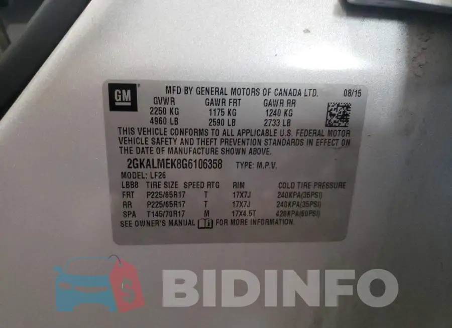 2GKALMEK8G6106358 Photo# 13