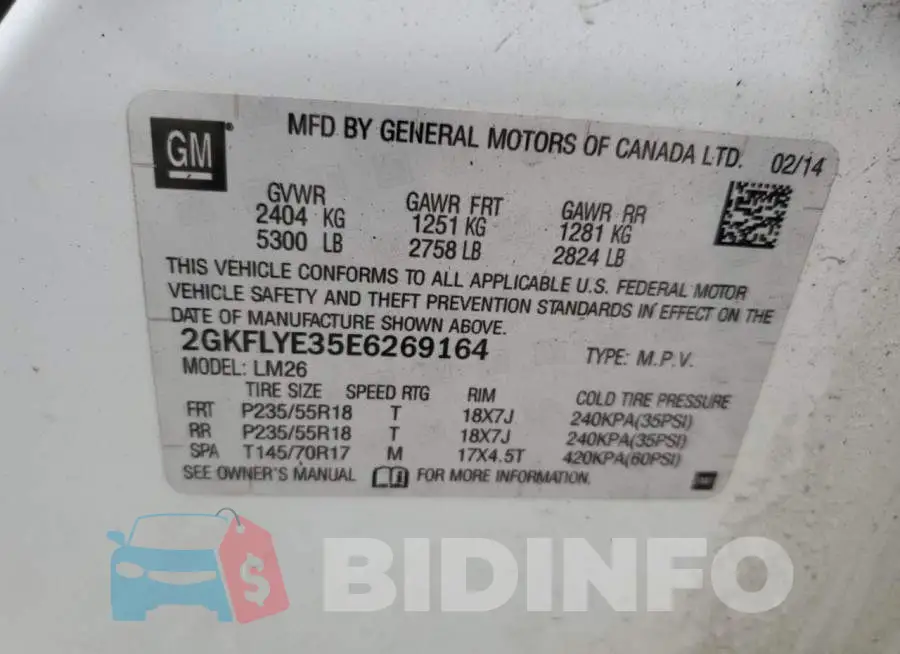 2GKFLYE35E6269164 Photo# 13