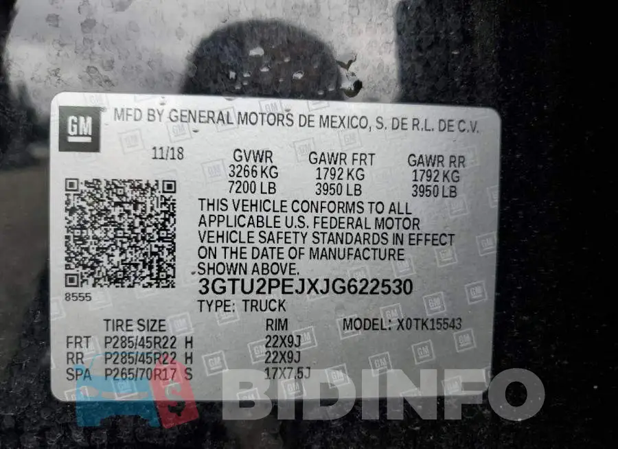 3GTU2PEJXJG622530 Photo# 12