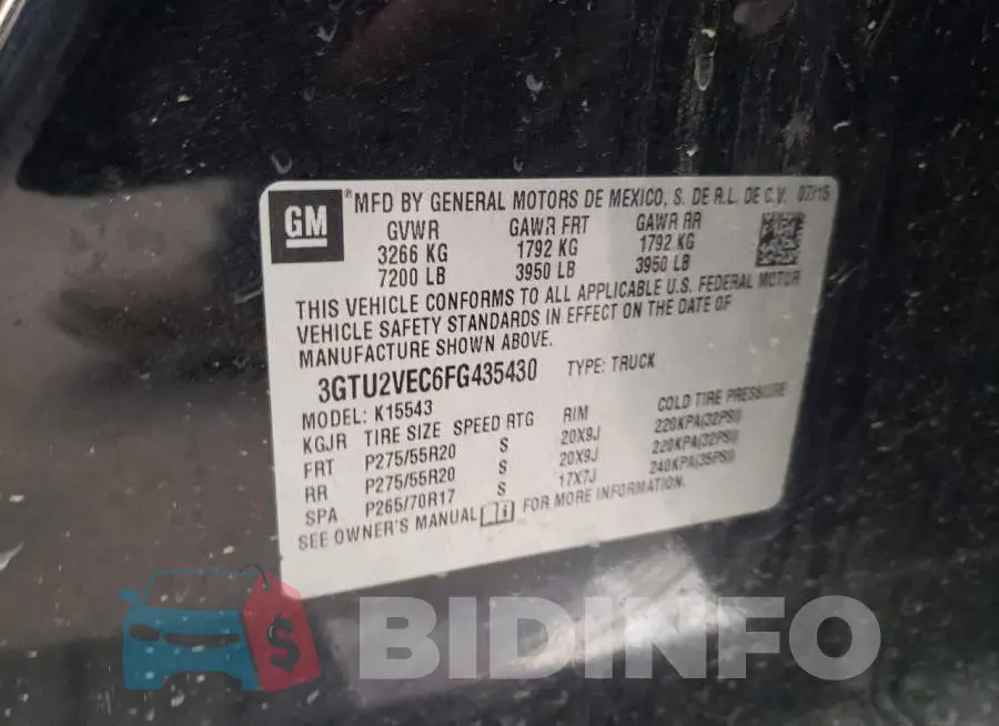 3GTU2VEC6FG435430 Photo# 11