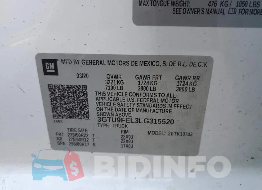 3GTU9FEL3LG315520 Photo# 13