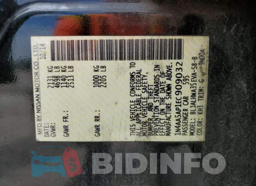 1N4AA5AP1EC909032 Photo# 12