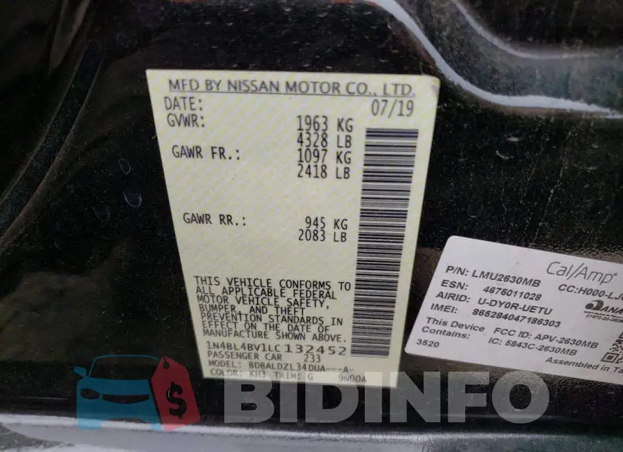 1N4BL4BV1LC132452 Photo# 12