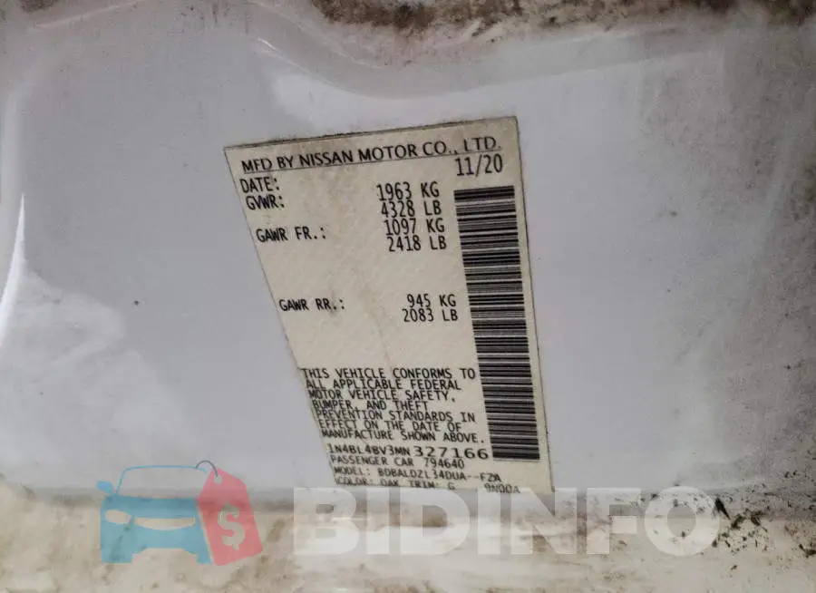 1N4BL4BV3MN327166 Photo# 12