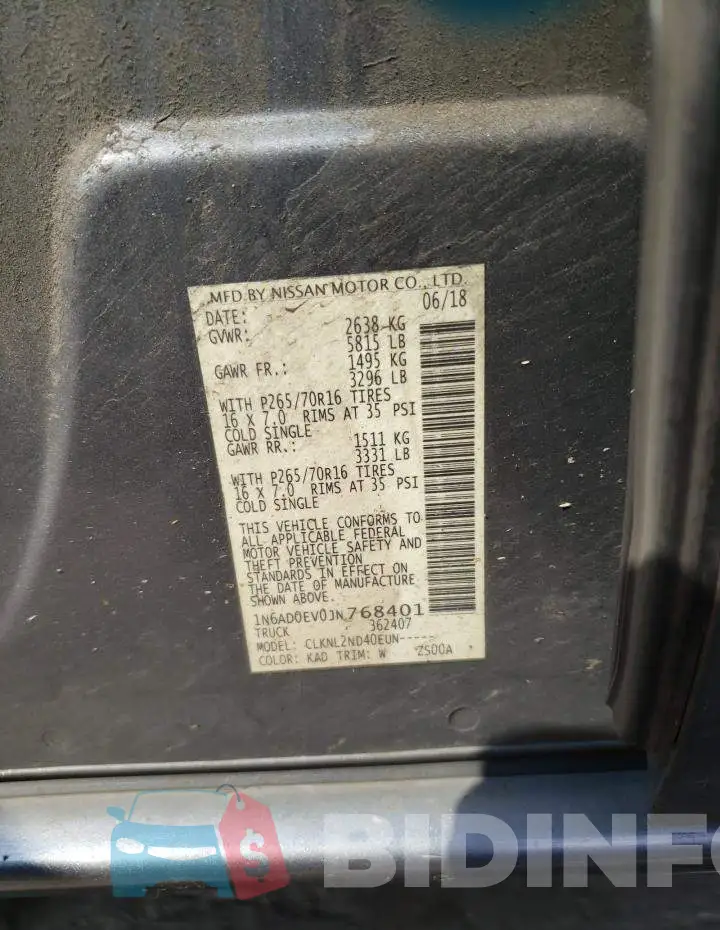 1N6AD0EV0JN768401 Photo# 14