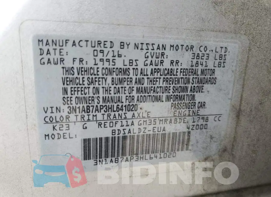 3N1AB7AP3HL641020 Photo# 12