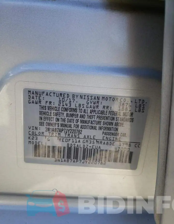 3N1AB7AP7JY220782 Photo# 12