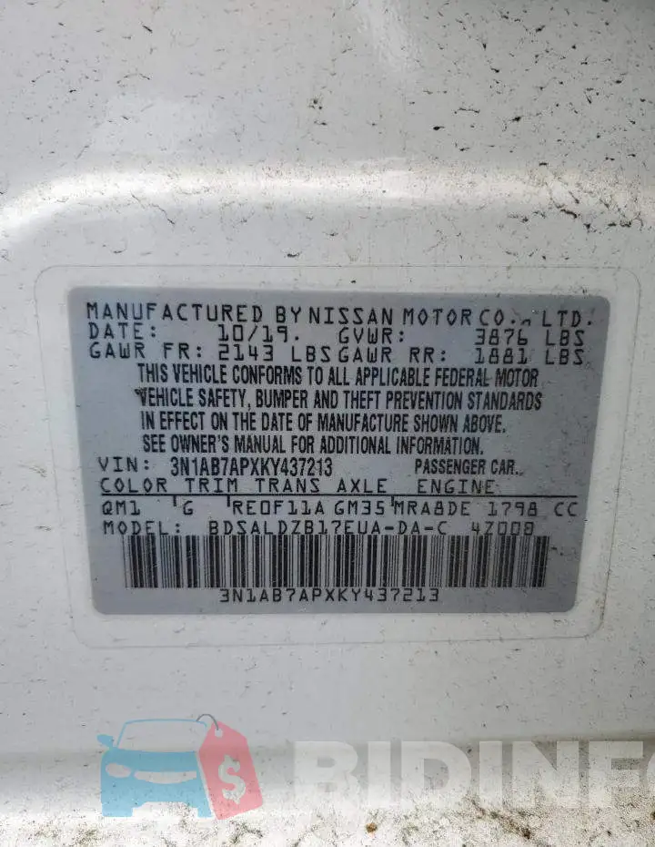 3N1AB7APXKY437213 Photo# 12