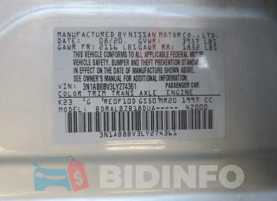 3N1AB8BV3LY274361 Photo# 12