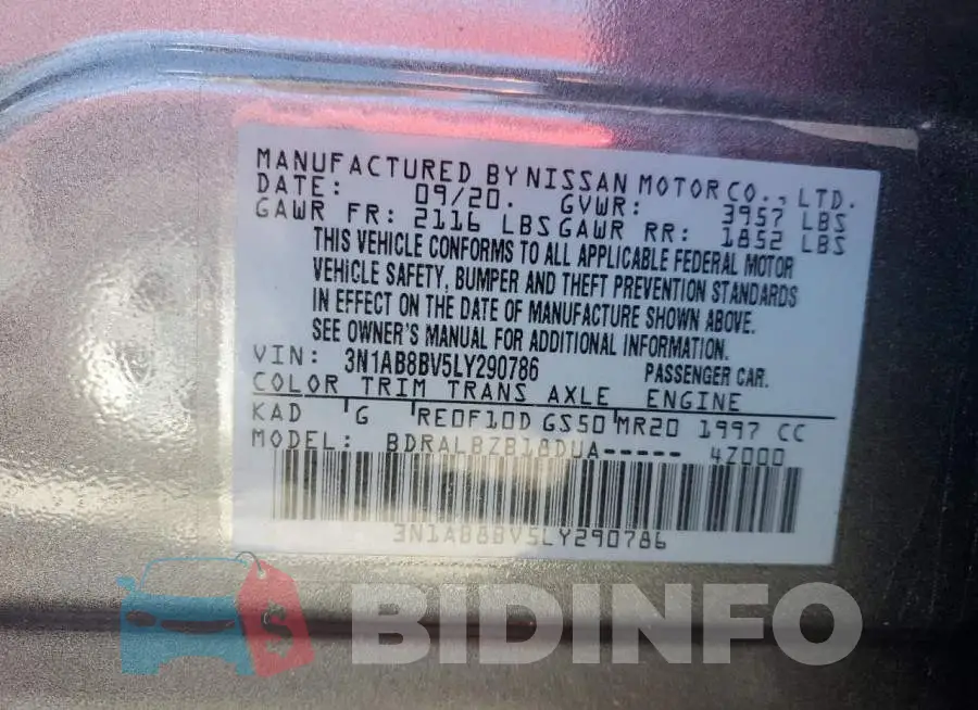 3N1AB8BV5LY290786 Photo# 12