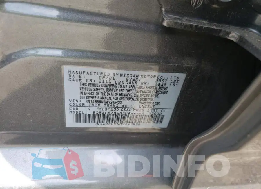 3N1AB8BV5MY249432 Photo# 12