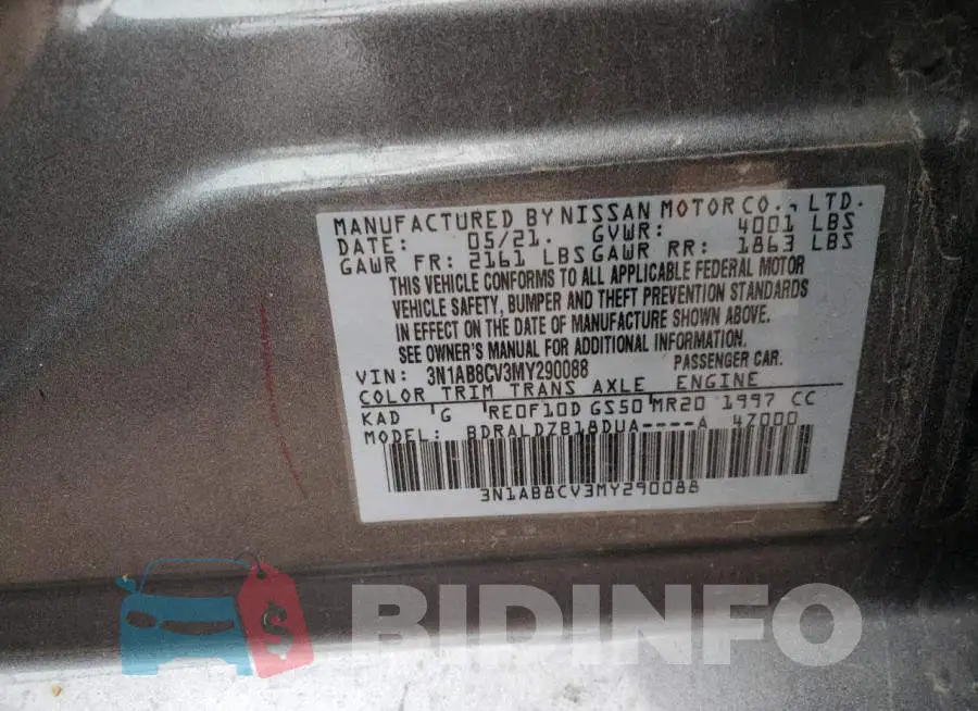 3N1AB8CV3MY290088 Photo# 12