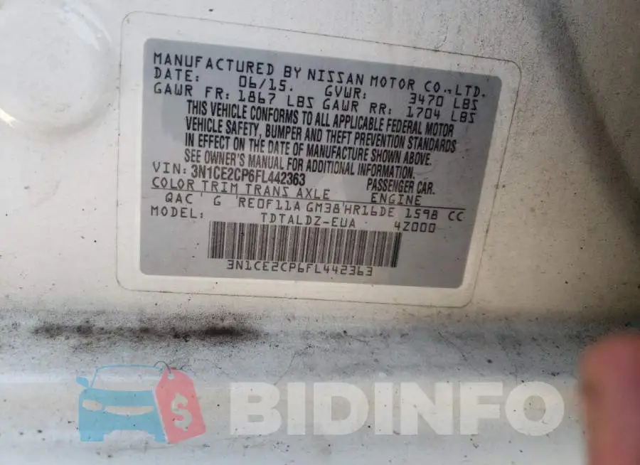 3N1CE2CP6FL442363 Photo# 12
