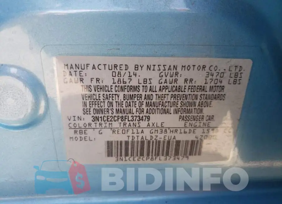 3N1CE2CP8FL373479 Photo# 12