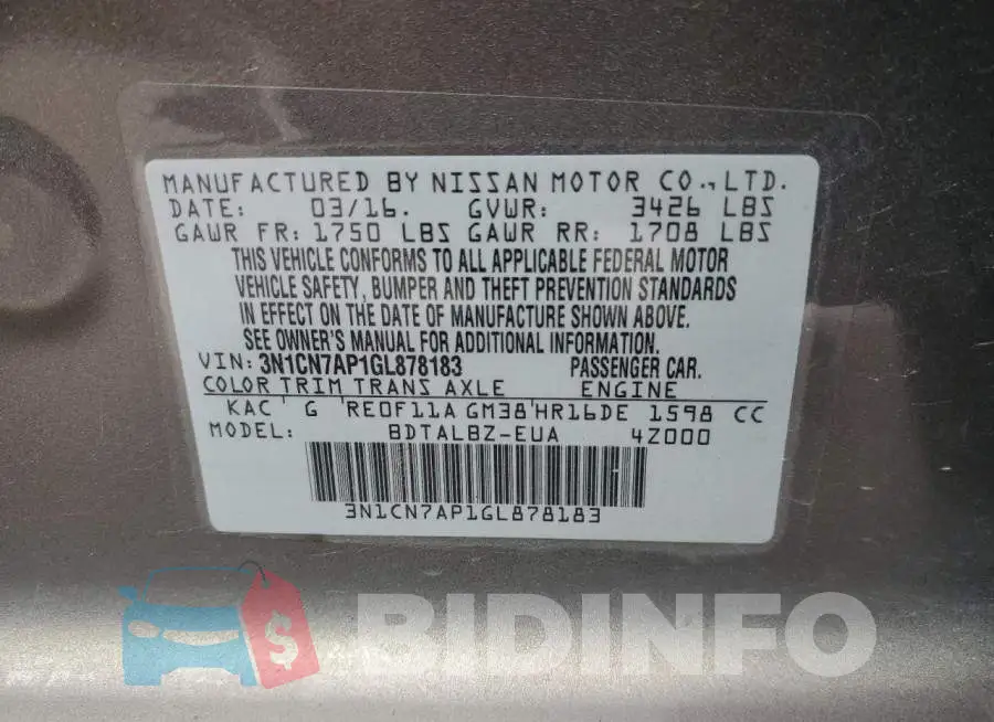 3N1CN7AP1GL878183 Photo# 12