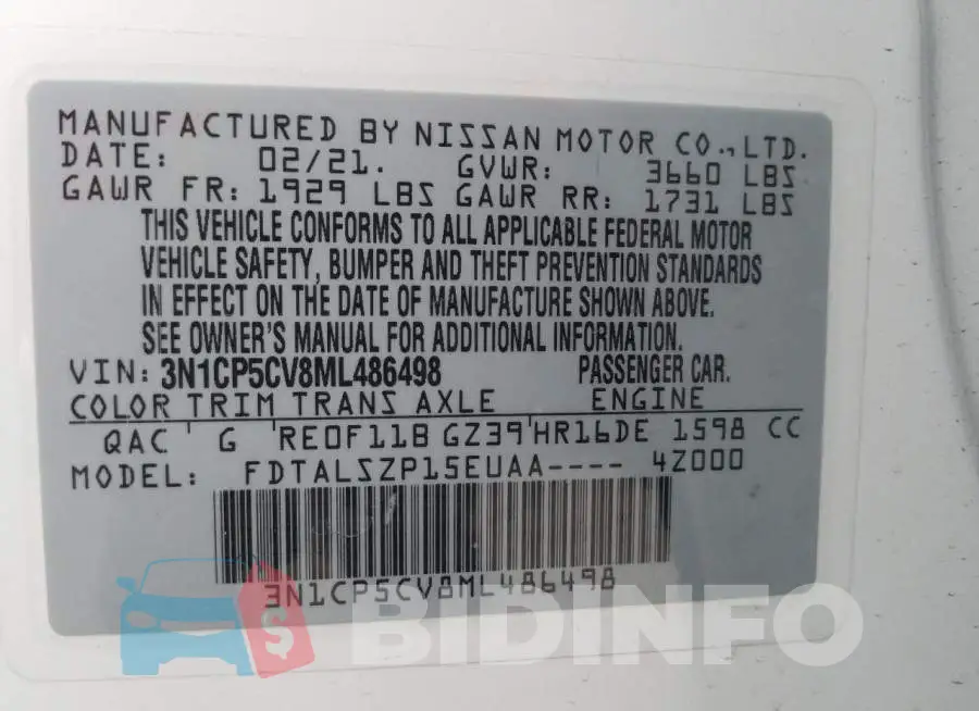 3N1CP5CV8ML486498 Photo# 14