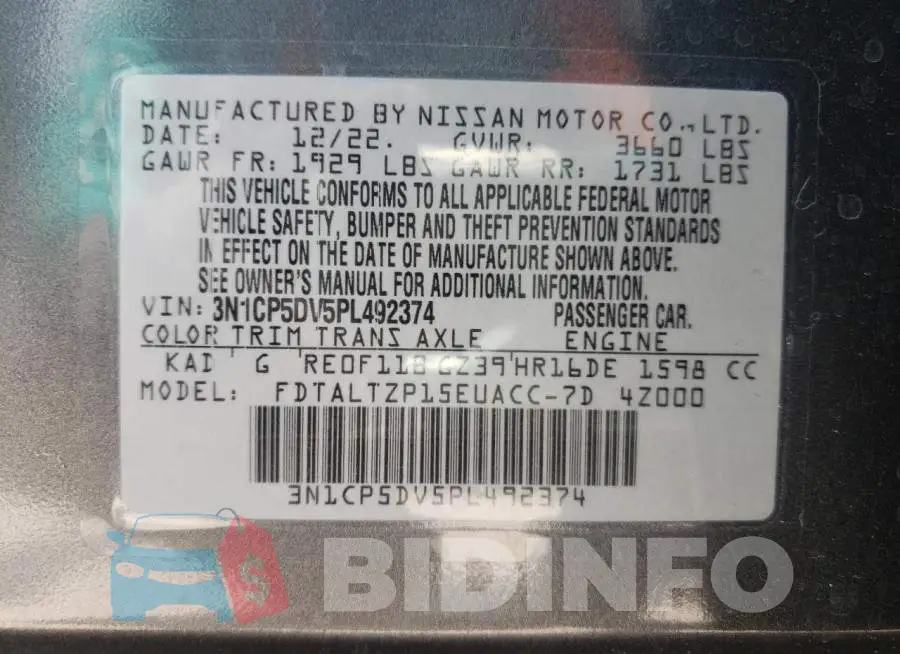 3N1CP5DV5PL492374 Photo# 13