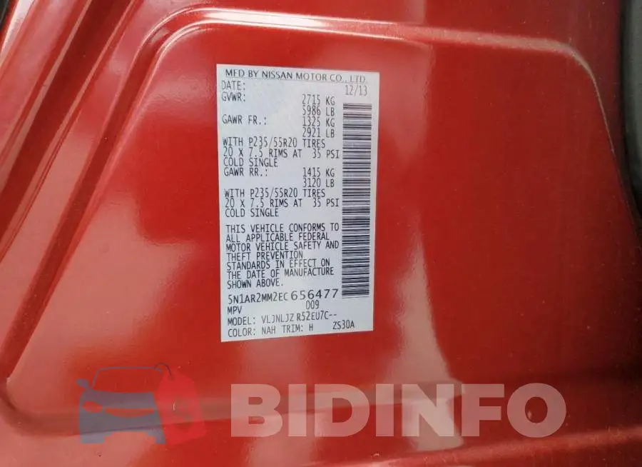 5N1AR2MM2EC656477 Photo# 12