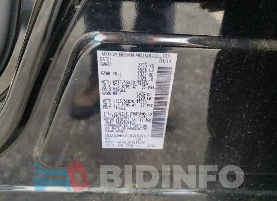 5N1AR2MM6EC685657 Photo# 13