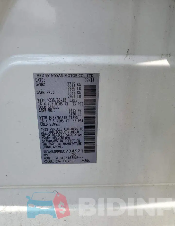 5N1AR2MM8EC734521 Photo# 13