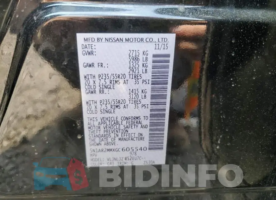 5N1AR2MMXGC605540 Photo# 12
