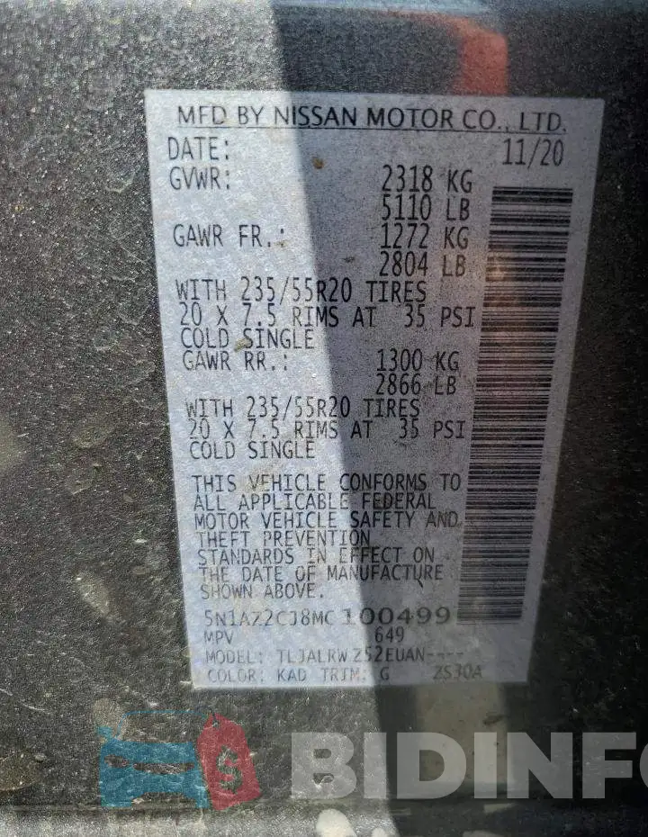 5N1AZ2CJ8MC100499 Photo# 13
