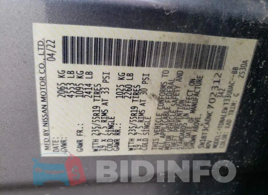 5N1BT3CA0NC702312 Photo# 13