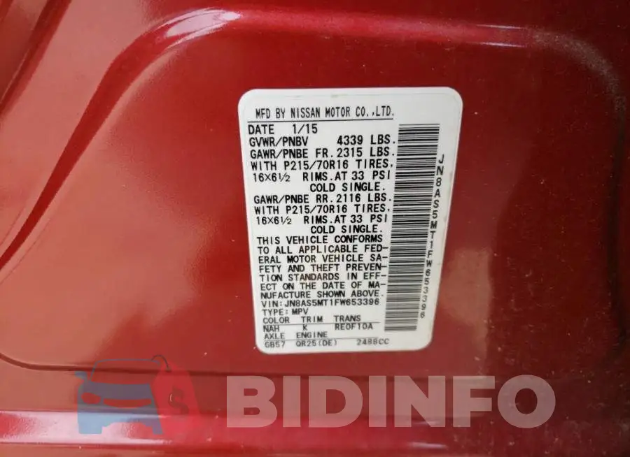 JN8AS5MT1FW653396 Photo# 12