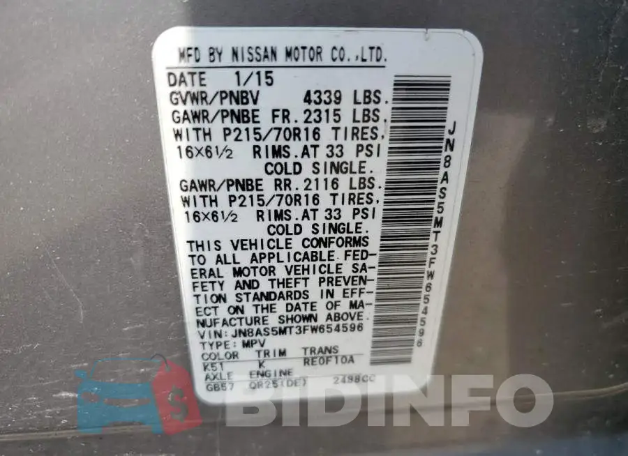 JN8AS5MT3FW654596 Photo# 13