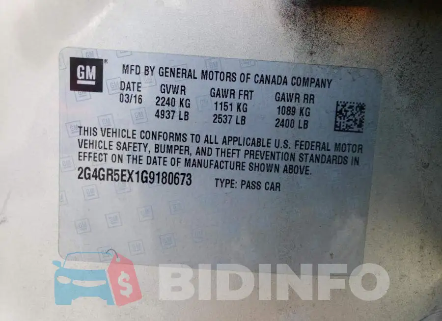 2G4GR5EX1G9180673 Photo# 12