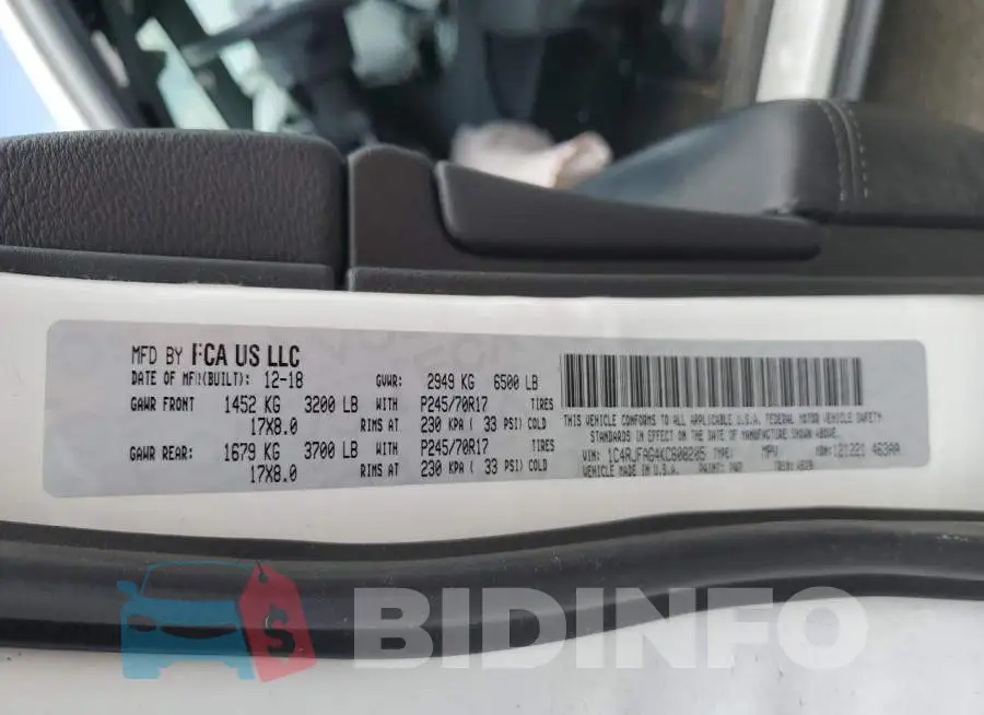 1C4RJFAG4KC608205 Photo# 13