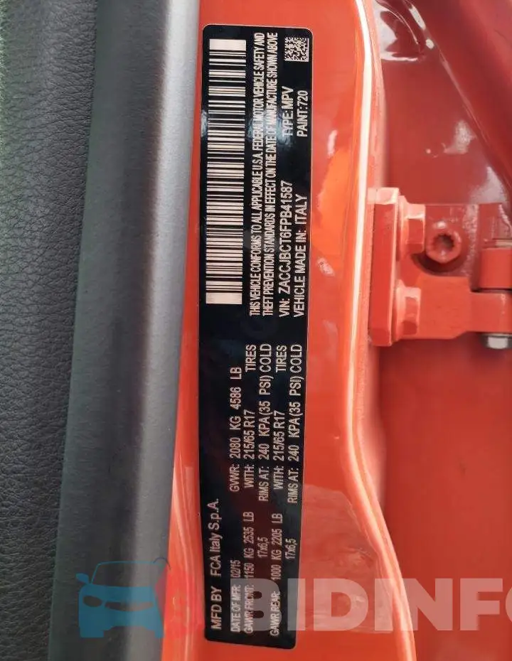 ZACCJBCT6FPB41587 Photo# 14