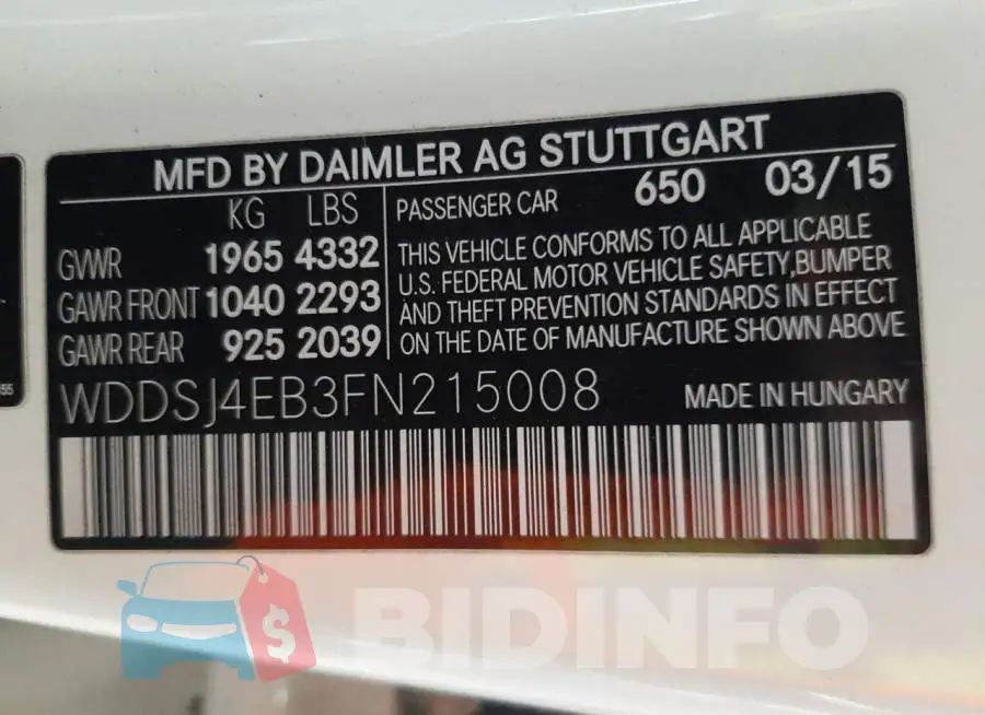 WDDSJ4EB3FN215008 Photo# 12