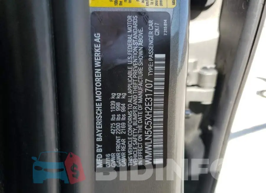 WMWLN5C5XH2E31707 Photo# 13