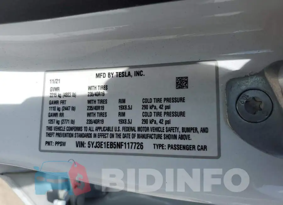 5YJ3E1EB5NF117726 Photo# 13