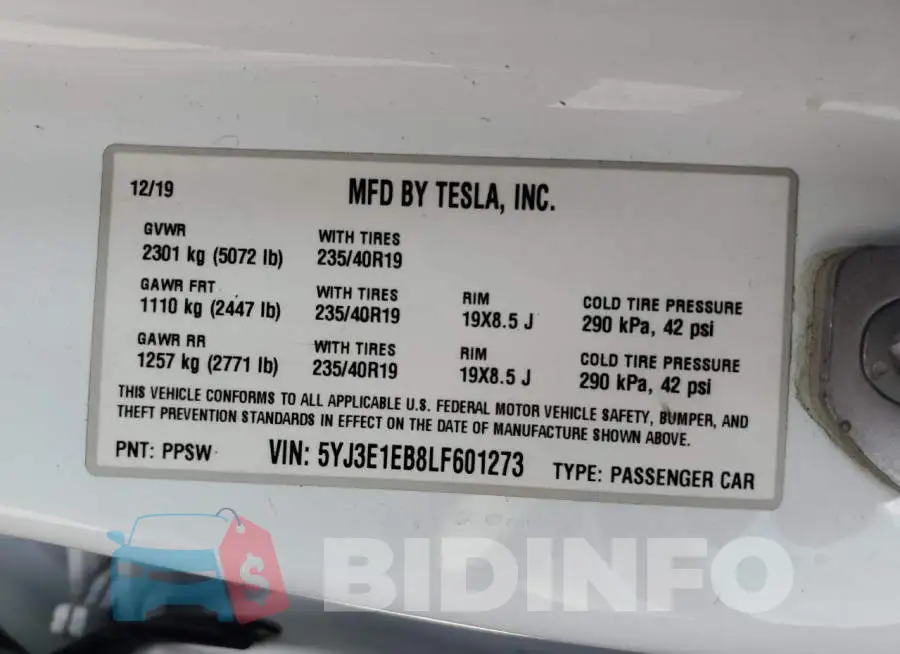 5YJ3E1EB8LF601273 Photo# 12