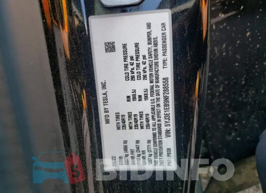 5YJ3E1EB9NF288558 Photo# 12